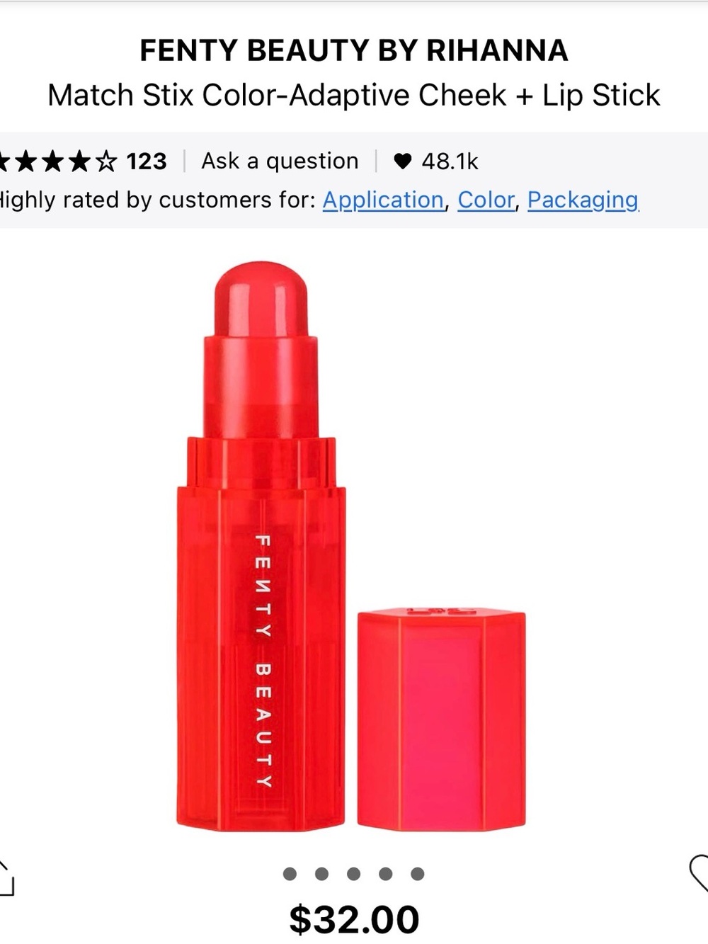Fenty Beauty Match Stix Cheek & Lip Stick Strawberry Pop new - Picture 4 of 4